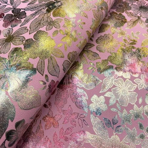 16" x 54" Colorful Floral Faux Leather Fabric for DIY Crafts, Patterned Leatherette PU Fabric for Makeup Case Handbags Purse DIY Repair Projects-Violet in Saudi Arabia
