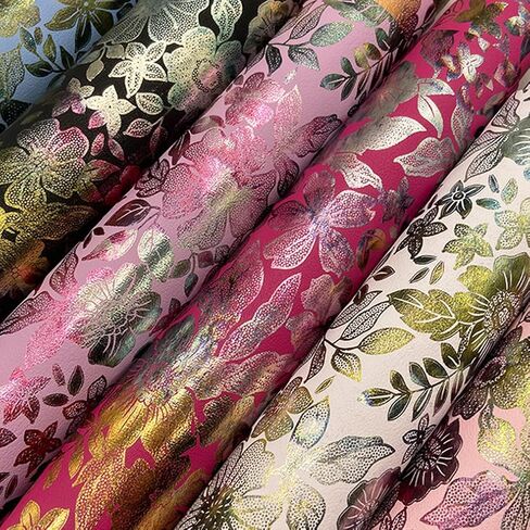 16" x 54" Colorful Floral Faux Leather Fabric for DIY Crafts, Patterned Leatherette PU Fabric for Makeup Case Handbags Purse DIY Repair Projects-Violet in Saudi Arabia