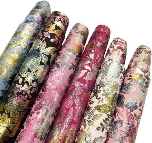 16" x 54" Colorful Floral Faux Leather Fabric for DIY Crafts, Patterned Leatherette PU Fabric for Makeup Case Handbags Purse DIY Repair Projects-Violet in Saudi Arabia