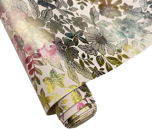 16" x 54" Colorful Floral Faux Leather Fabric for DIY Crafts, Patterned Leatherette PU Fabric for Makeup Case Handbags Purse DIY Repair Projects-Violet in Saudi Arabia