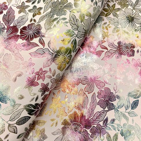 16" x 54" Colorful Floral Faux Leather Fabric for DIY Crafts, Patterned Leatherette PU Fabric for Makeup Case Handbags Purse DIY Repair Projects-Violet in Saudi Arabia