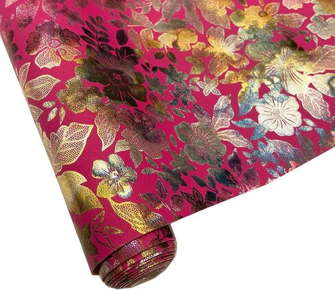 16" x 54" Colorful Floral Faux Leather Fabric for DIY Crafts, Patterned Leatherette PU Fabric for Makeup Case Handbags Purse DIY Repair Projects-Violet in Saudi Arabia