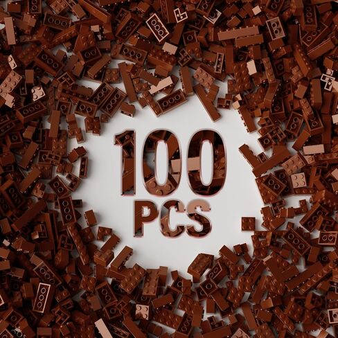 100 Piece Brown Bricks Bulk, 12 Size Brown Classic Building Blocks Bricks, Compatible with Lego Parts and Pieces(Color: Brown) in Saudi Arabia