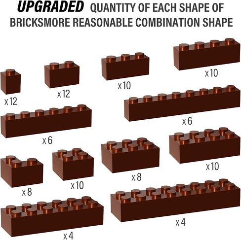 100 Piece Brown Bricks Bulk, 12 Size Brown Classic Building Blocks Bricks, Compatible with Lego Parts and Pieces(Color: Brown) in Saudi Arabia
