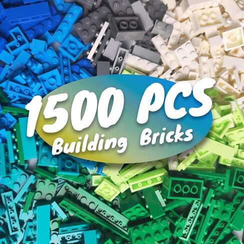 1500 Pieces Building Bricks, Classic Bulk Small Blocks, Classic Building Bricks Set Basic Building Blocks Compatible with All Major Brands(Natural Colors) in Kuwait