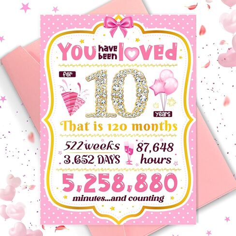 10th Birthday Card TSVATE 10 Year Old Girl Birthday Gifts, Sweet 10 Year Old Birthday Card, Birthday Gifts for 10 Year Old Girls Daughter Niece Granddaughter Sister, 10th Birthday Decorations for Girl in Saudi Arabia
