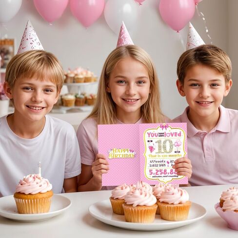 10th Birthday Card TSVATE 10 Year Old Girl Birthday Gifts, Sweet 10 Year Old Birthday Card, Birthday Gifts for 10 Year Old Girls Daughter Niece Granddaughter Sister, 10th Birthday Decorations for Girl in Saudi Arabia