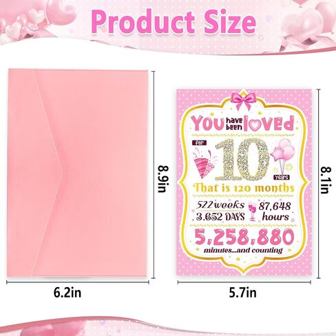 10th Birthday Card TSVATE 10 Year Old Girl Birthday Gifts, Sweet 10 Year Old Birthday Card, Birthday Gifts for 10 Year Old Girls Daughter Niece Granddaughter Sister, 10th Birthday Decorations for Girl in Saudi Arabia