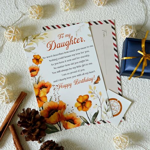 Birthday Card for Daughter, Happy Birthday Wishes for Daughter Greeting Card with Envelope and Seal, Happy Birthday Gift for Daughter from Mom, Dad, Parents in Saudi Arabia