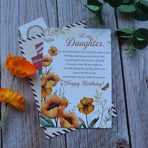 Birthday Card for Daughter, Happy Birthday Wishes for Daughter Greeting Card with Envelope and Seal, Happy Birthday Gift for Daughter from Mom, Dad, Parents in Saudi Arabia