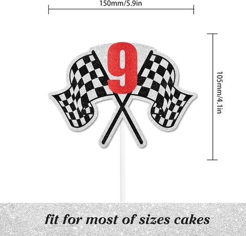 Racing Cake Topper 18th Birthday Happy Finish Line, Checkered Flag, Fast, Car Decoration, Racer Birthday Party for Boy and Girl, Racing Themed Party Decoration, Great Birthday Gift .Red.LIANGSS in Saudi Arabia