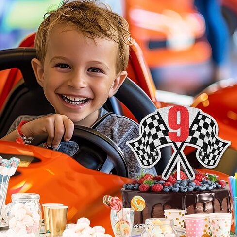 Racing Cake Topper 18th Birthday Happy Finish Line, Checkered Flag, Fast, Car Decoration, Racer Birthday Party for Boy and Girl, Racing Themed Party Decoration, Great Birthday Gift .Red.LIANGSS in Saudi Arabia