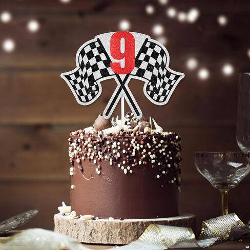 Racing Cake Topper 18th Birthday Happy Finish Line, Checkered Flag, Fast, Car Decoration, Racer Birthday Party for Boy and Girl, Racing Themed Party Decoration, Great Birthday Gift .Red.LIANGSS in Saudi Arabia