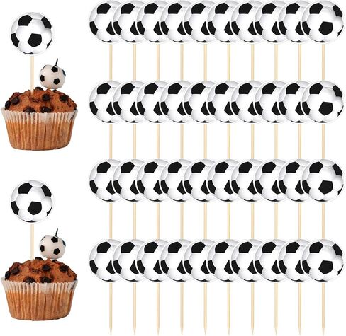 40 Pcs Soccer Ball Cupcake Toppers, A Must-Have for Football Theme Party Cupcake Decor, Soccer Match Celebration Suitable for Birthday and Victory Cake Adornments in Saudi Arabia
