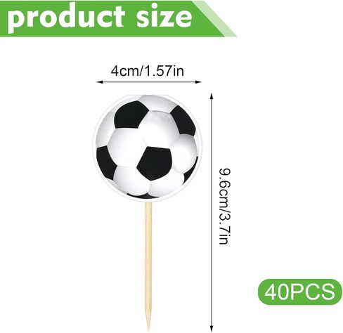 40 Pcs Soccer Ball Cupcake Toppers, A Must-Have for Football Theme Party Cupcake Decor, Soccer Match Celebration Suitable for Birthday and Victory Cake Adornments in Saudi Arabia