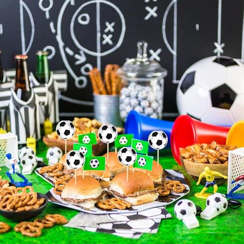 40 Pcs Soccer Ball Cupcake Toppers, A Must-Have for Football Theme Party Cupcake Decor, Soccer Match Celebration Suitable for Birthday and Victory Cake Adornments in Saudi Arabia