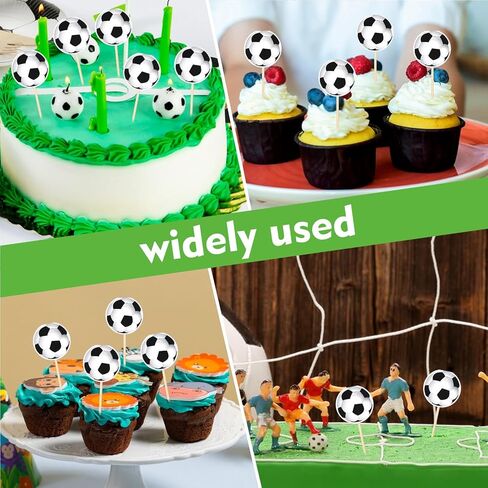 40 Pcs Soccer Ball Cupcake Toppers, A Must-Have for Football Theme Party Cupcake Decor, Soccer Match Celebration Suitable for Birthday and Victory Cake Adornments in Saudi Arabia