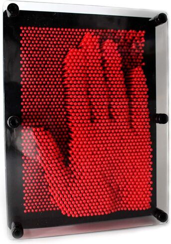 PowerTRC 3D Pin Art Sculpture - Pin Impression Toy - Pin Impression Hand Mold - Great Toy for Kids (6" x 8" Red) in Kuwait