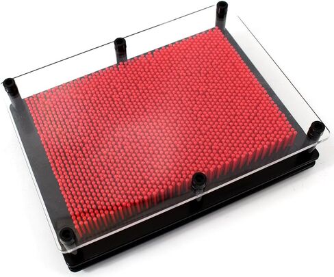 PowerTRC 3D Pin Art Sculpture - Pin Impression Toy - Pin Impression Hand Mold - Great Toy for Kids (6" x 8" Red) in Kuwait