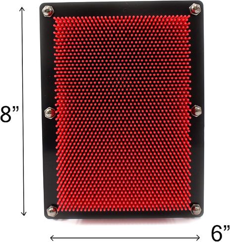 PowerTRC 3D Pin Art Sculpture - Pin Impression Toy - Pin Impression Hand Mold - Great Toy for Kids (6" x 8" Red) in Kuwait
