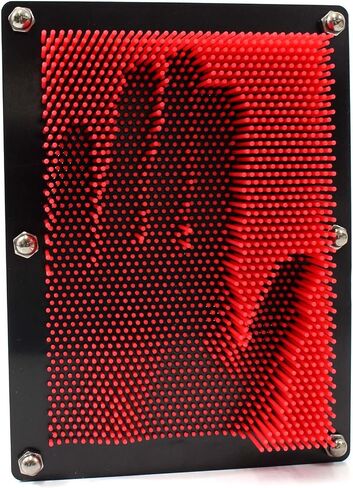 PowerTRC 3D Pin Art Sculpture - Pin Impression Toy - Pin Impression Hand Mold - Great Toy for Kids (6" x 8" Red) in Kuwait