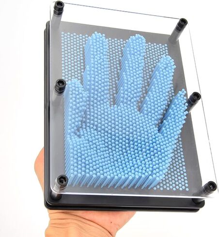 PowerTRC 3D Pin Art Sculpture - Pin Impression Toy - Pin Impression Hand Mold - Great Toy for Kids (6" x 8" Red) in Kuwait
