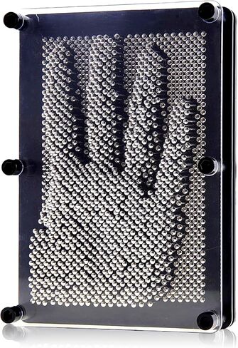 PowerTRC 3D Pin Art Sculpture - Pin Impression Toy - Pin Impression Hand Mold - Great Toy for Kids (6" x 8" Red) in Kuwait