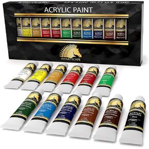MyArtscape Acrylic Paint Set - 12 x 21ml tubes - Lightfast - Heavy Body - Rich Pigments - Great Tinting Strength - Acrylic Painting Supplies for Artists and Beginners - Premium Quality Paints