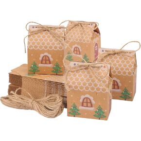 Moretoes 48 Pieces Mini Christmas Party Favor Boxes, Gift Bags, Small Candy Boxes, Christmas Party Gift Boxes for Cookies, Candies, Chocolate