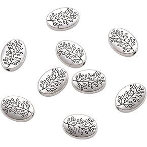 Fashewelry 50Pcs Antique Silver Flat Round Spiral Spacer Beads 8x8mm Tibetan Metal Coin Disc Charm Beads for Jewelry Making Hole: 1mm