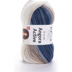 1 Skein YarnArt Angora Active Knitting Yarn, 25% Mohair 75% Acrylic, 100 g (3.5 oz), 500 m (546 yd), Yarn Weight 0: Lace, Variegated - 847