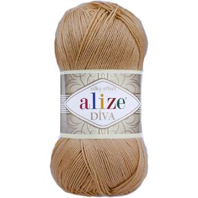 Alize Diva Silky Effect 100% Microfiber Acrylic Yarn 1 Ball skeins 100gr 383yds Color (369 - Caramel)