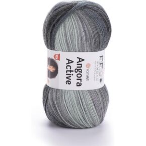1 Skein YarnArt Angora Active Knitting Yarn, 25% Mohair 75% Acrylic, 100 g (3.5 oz), 500 m (546 yd), Yarn Weight 0: Lace, Variegated - 847 in Kuwait