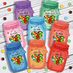 40 Pack Valentines Day Cards for Kids, Jars Happy Valentines Cards for Kids, Unique Valentines Gifts for Boys and Girls, Funny Valentines Exchange Cards Gifts School Classroom Prize Party Favors