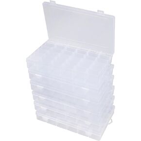 6 Pack 36 Grids Bead Organizer Tackle Box Organizer Plastic Organizer Box with Dividers Craft Storage Containers for Beads, Jewelry, Screws, Tool Box Screw Organizers