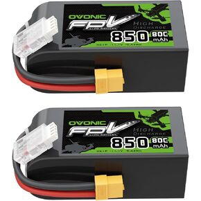 OVONIC 11.1V 80C 850mAh 3S Lipo Battery with XT60 Plug [1 Package Including 2 Batteries]