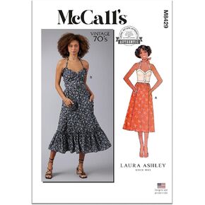 McCall's Misses' Vintage 1970's Top and Skirt Sewing Pattern Kit by Laura Ashley, Design Code M8429, Sizes 8-10-12-14-16