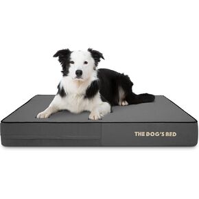The Dog’s Bed Orthopedic Memory Foam Dog Bed, Large Grey & Black 40x25, Waterproof, Supportive Dog Bed with Replaceable Covers, Veterinary Approved