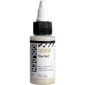 High Flow Acrylics by GOLDEN, Titan Buff, 1 fl. oz. Bottle, Professional Acrylic Paint, Semi-Opaque