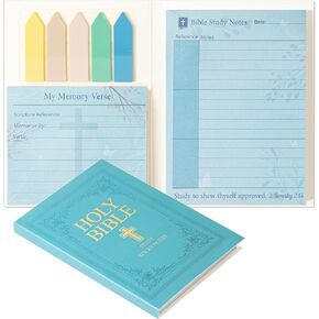 L1rabe Easter Holy Bible Study Sticky Notes, Blue Pink Sunday School Cross Christian Bible Notes, 400 Sheets Holy Marked Verse Study Journaling Notepads Self-Adhesive Transparent Writable Index Tabs