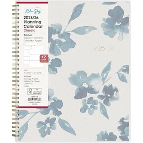 Blue Sky 2025-2026 Academic Year Weekly and Monthly Planner Calendar, July 2025 - June 2026, 12-Month, 8.5" x 11", Flexible Cover, Wirebound, Laminated Tabs, Bakah Blue