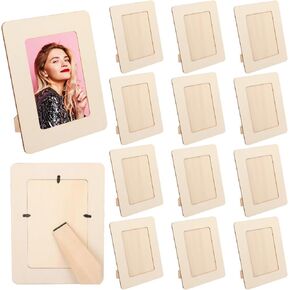 GNIEMCKIN 30 PCS 4.4 x 6.5 Inch Wooden Picture Frames, Unfinished Solid Wood Photo Frames for Crafts, Perfect for DIY Painting and Decorative Projects