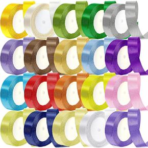 500 Yard Satin Ribbon Single Face 20 Solid Color Fabric Satin Ribbon Set,25 Yard per Roll in 1 Inch Wide,20 Rolls,Assorted Ribbon Perfect for Gift Wrapping/Christmas/Wedding Favors/Party Decoration
