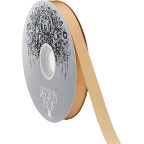McGinley Mills 9/16" W Acetate Satin Ribbon, Old Gold, 100 Yard Spool