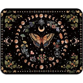 OFlich Boho Moon Phase Butterfly Botanical Plant Floral Mousepad 9.5×7.9 Inch Non-Slip Rubber Base Square Mouse Pads for Computers Laptop Office Home Dorm Desk Decor