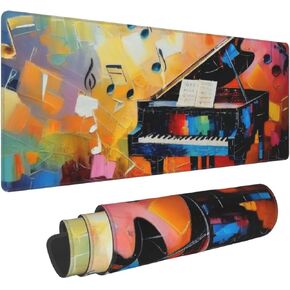 Gaming Mouse Pad, Large Non-Slip Rubber Base Mousepad, Keyboard Mouse Mat, Desk Pad with Stitched Edges, 31.5x11.8inch,Flowers