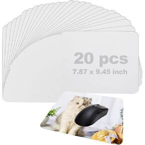 SHUESS 20 Pack Sublimation Mouse Pad Blanks White Sublimation Mouse Pad for Sublimation Transfer Heat Press Printing Crafts Photos Non Slip Bottom