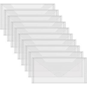 Briartw 20 Pack Storage Bag,4.5x9.5" Resealable Plastic Envelopes Pockets for Cutting Dies Stencil Crafts Organizer Holder,Clear Storage Envelopes for Clear Stamp,Die Cuts,scrapbook Paper