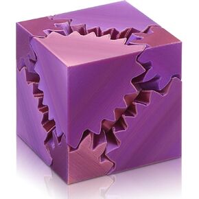ATESSON Gear Ball 3D Printed Fidget Toys Rotating Gear Sphere,Cube Fidget Toys Stress and Anxiety Relieving,Office Fidget Toys for Executive Desk Adult (Silk Red Purple)