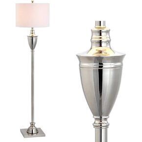 JONATHAN Y JYL3023A Othello 62" Metal LED Floor Lamp, Contemporary, Modern, Transitional, Elegant, Office, Living Room, Family Room, Dining Room, Bedroom, Hallway, Foyer, Polished Nickel
